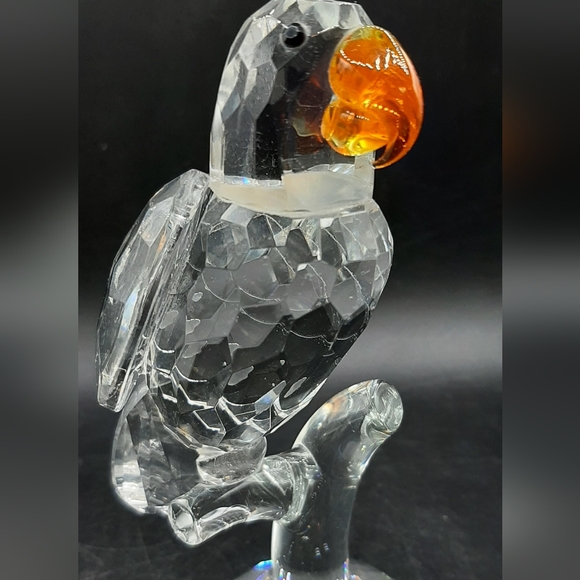 Shannon Clear Crystal Parrot Orange Beak Figurine 7" Tall Designs of Ireland - Picture 6 of 9